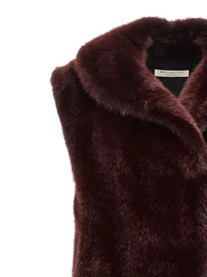 Extra long faux fur vest Woman PHILOSOPHY Bordeaux