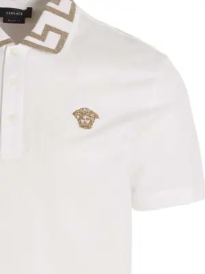 'Greca' polo shirt Man VERSACE White