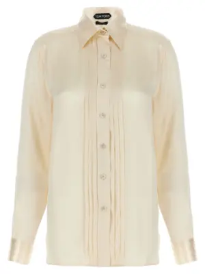 Pleated plastron shirt TOM FORD White