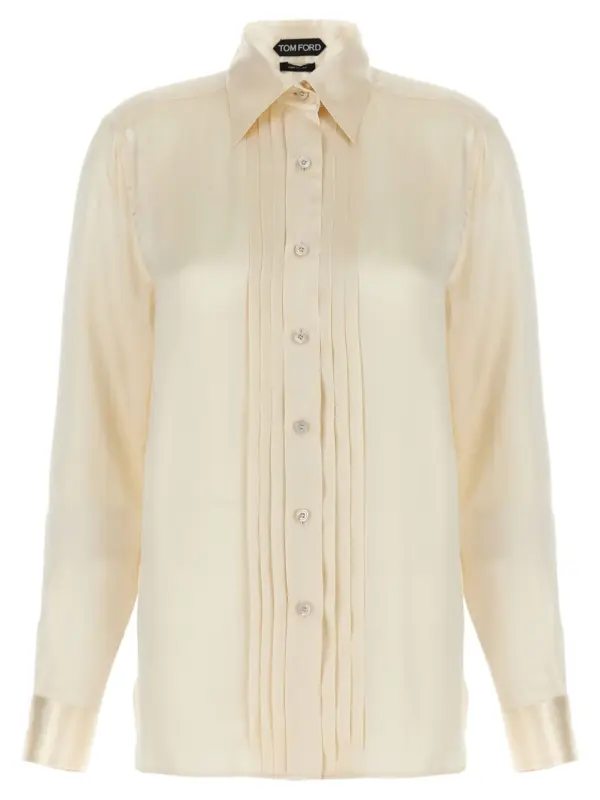 Pleated plastron shirt TOM FORD White