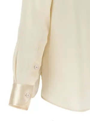 Pleated plastron shirt 100% silk TOM FORD White
