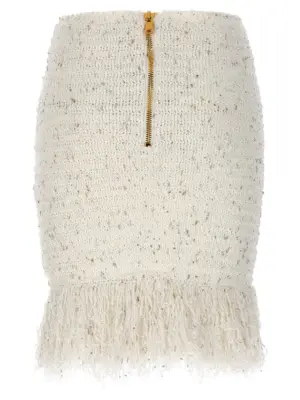 'Fringed Tweed' skirt CF1LB049KF46GAD BALMAIN White