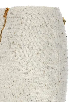 'Fringed Tweed' skirt 38% viscose 30% polyester 17% polyamide 15% cotton BALMAIN White