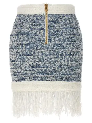 Fringed tweed skirt CF1LB293KF88SLJ BALMAIN Light Blue