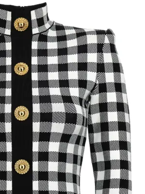 Vichy knit dress Woman BALMAIN White/Black