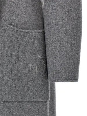 Double-breasted knit coat 90% wool