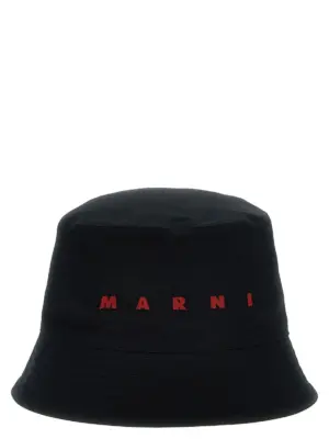 Logo embroidery bucket hat MARNI Black