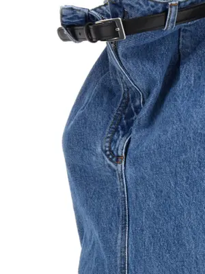 'Belt Halter Neck' dress 100% cotton COPERNI Blue