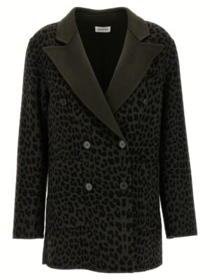 Animal print double-breasted blazer P.A.R.O.S.H. Green