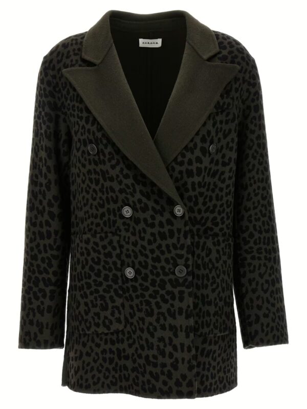 Animal print double-breasted blazer P.A.R.O.S.H. Green