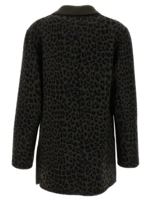 Animal print double-breasted blazer D431552LUCK807 P.A.R.O.S.H. Green
