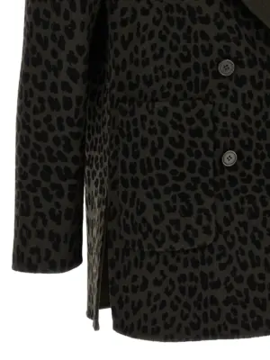 Animal print double-breasted blazer 100% wool P.A.R.O.S.H. Green