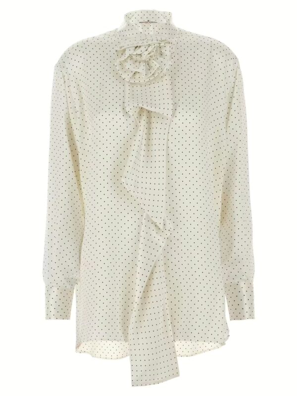 Polka dot shirt flower brooch ERMANNO SCERVINO White/Black