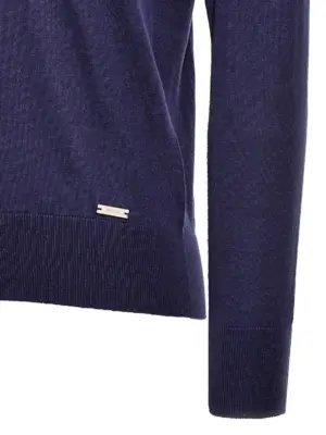 V-neck sweater 70% cashmere 30% silk KITON Blue
