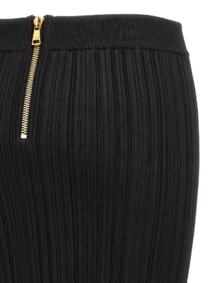 Pleated midi skirt 73% viscose 15% polyamide 10% polyester 2% elastane BALMAIN Black