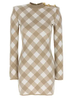 Vichy dress BALMAIN Beige