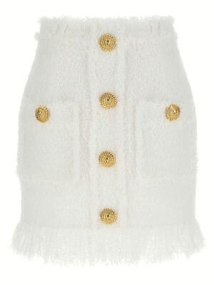 Button tweed skirt BALMAIN White