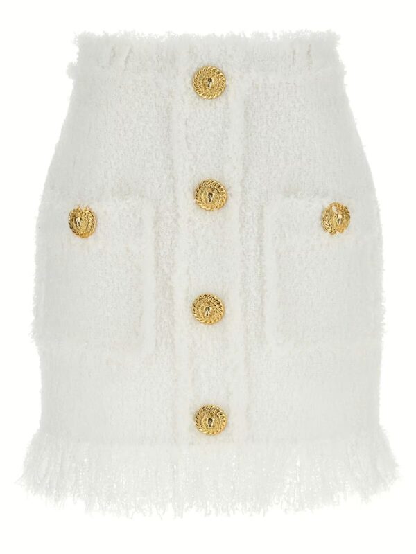 Button tweed skirt BALMAIN White