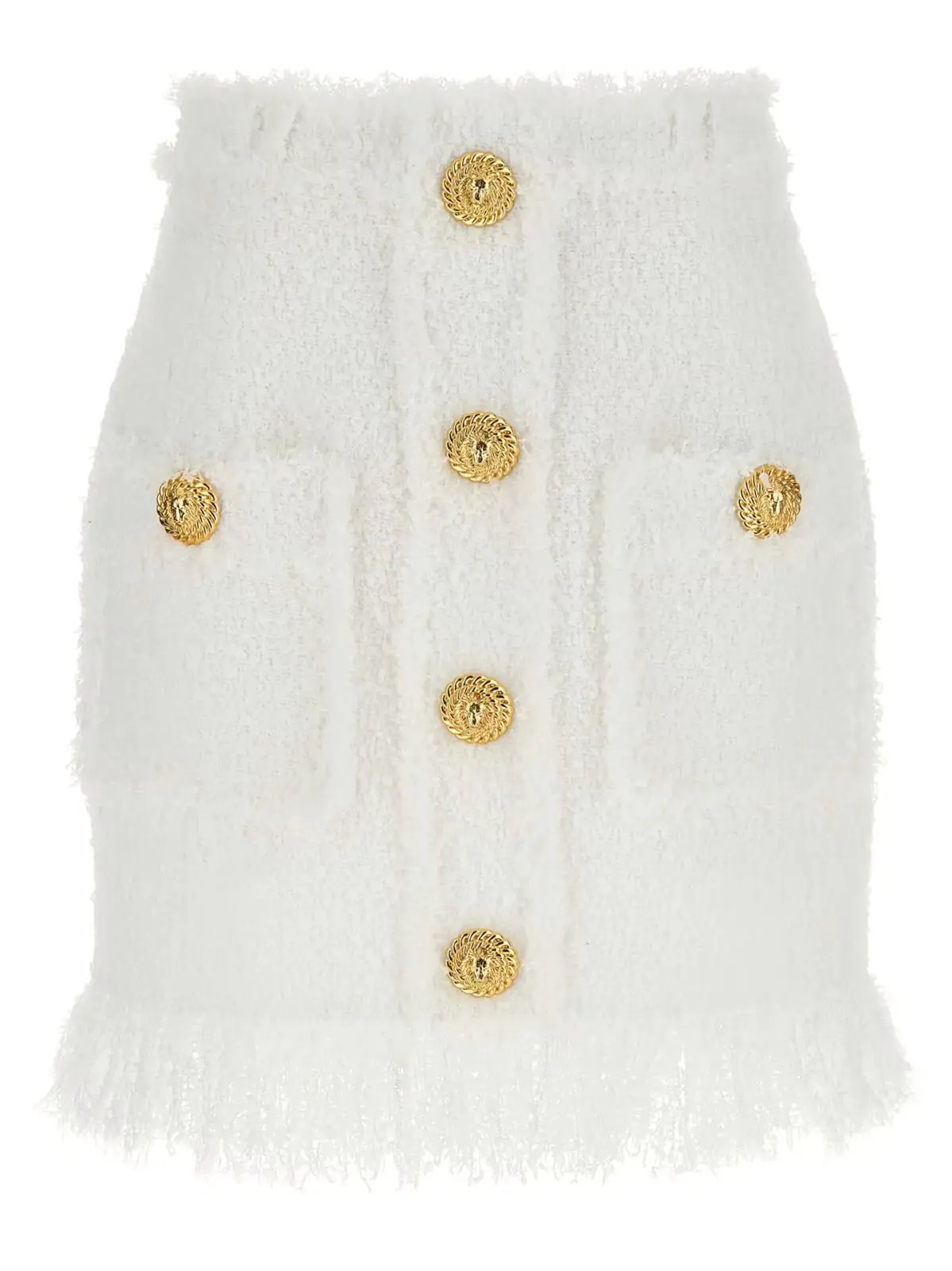 Твідова спідниця на ґудзиках Balmain Біла 1 Button tweed skirt BALMAIN White