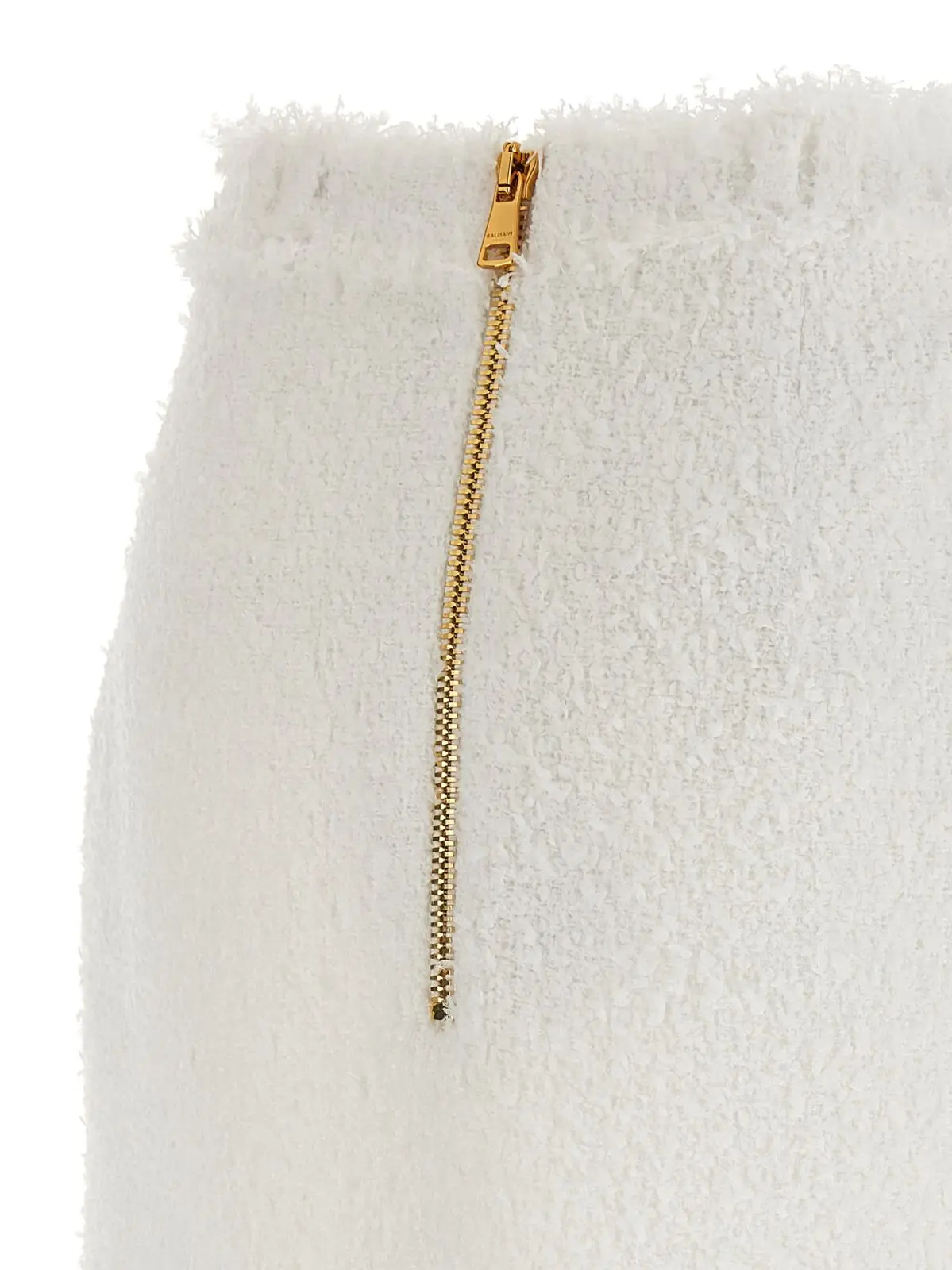 Твідова спідниця на ґудзиках Balmain Біла 4 Button tweed skirt 100% polyamide BALMAIN White