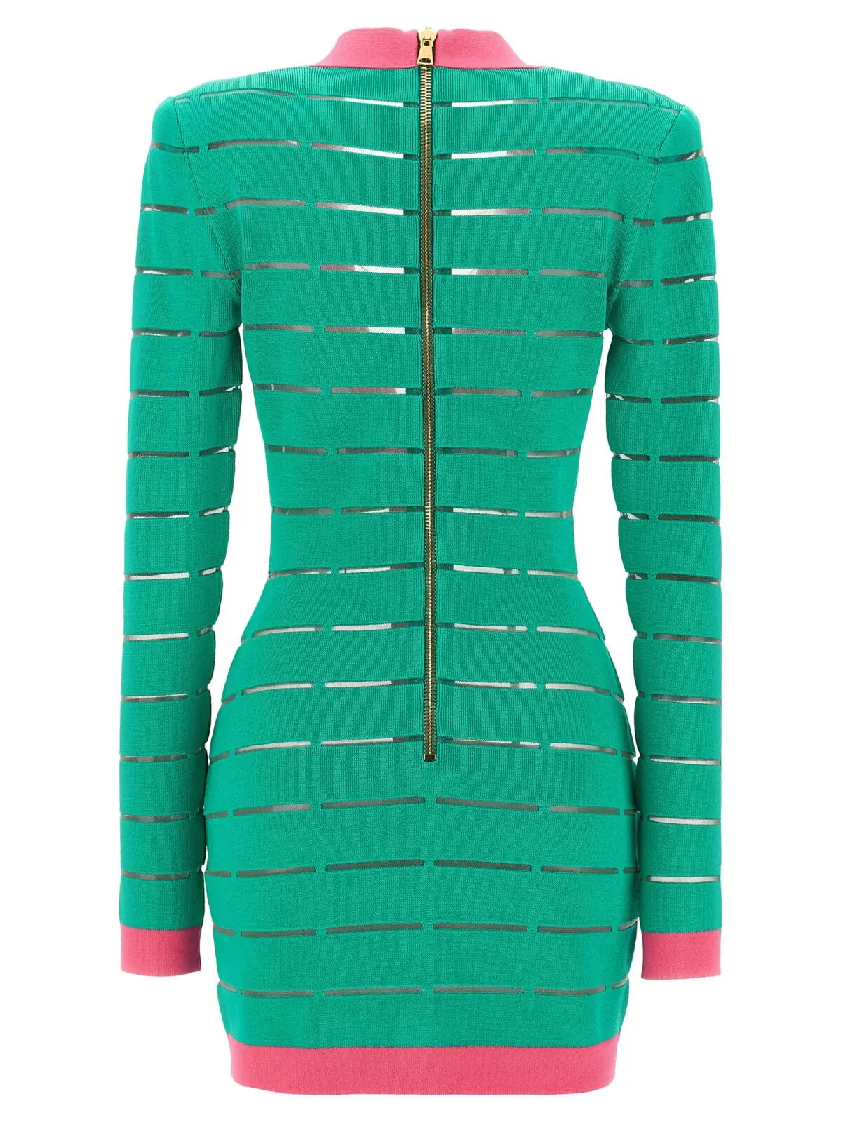Двоколірна трикотажна сукня Balmain Зелена 2 Two-tone knit dress DF1R8053KG59UIH BALMAIN Green