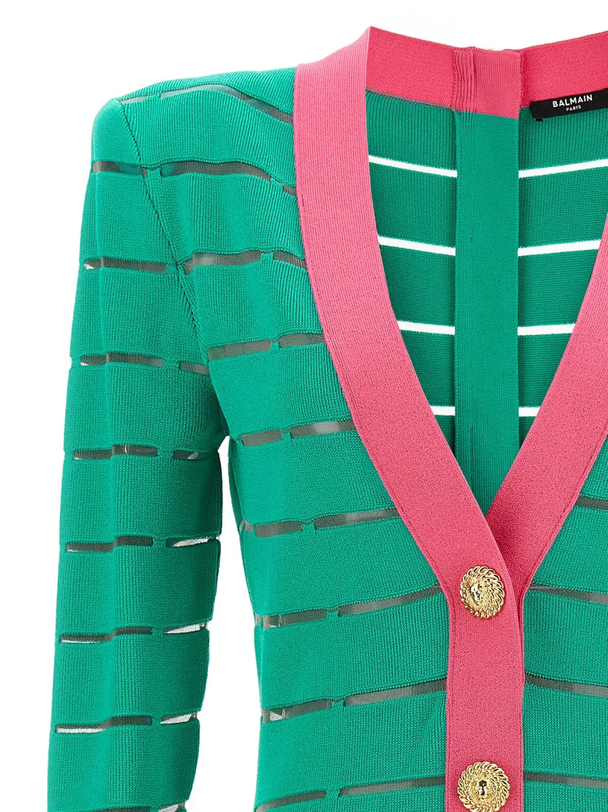 Двоколірна трикотажна сукня Balmain Зелена 3 Two-tone knit dress Woman BALMAIN Green