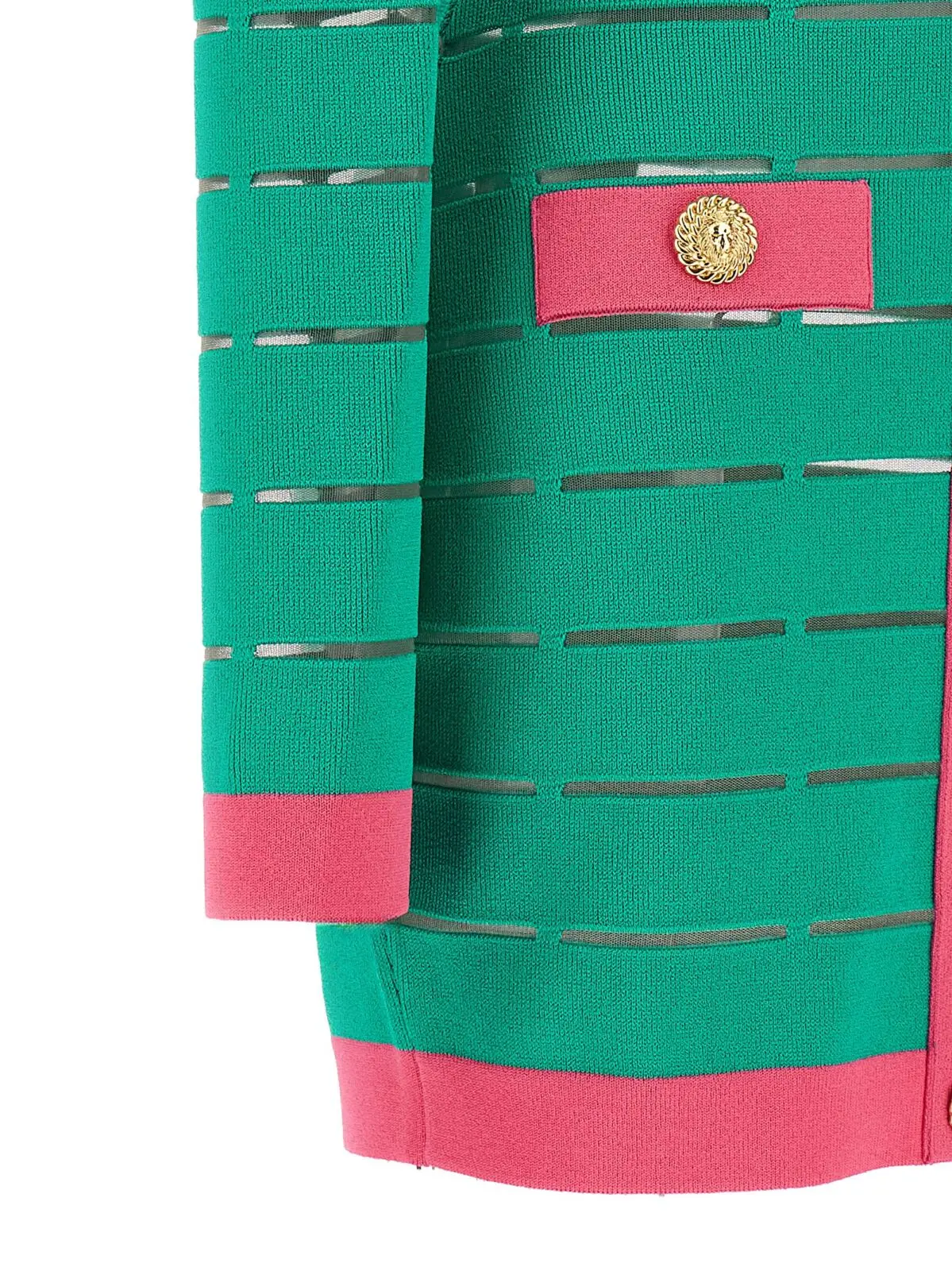 Двоколірна трикотажна сукня Balmain Зелена 4 Two-tone knit dress 87% viscose 12% polyester 1% polyamide BALMAIN Green