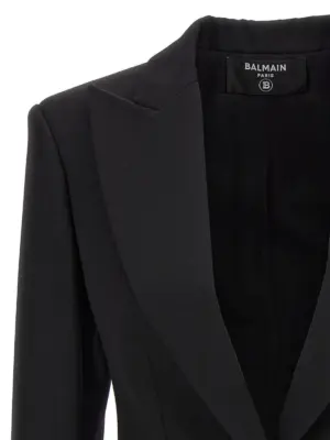 Logo button double-breasted blazer Woman BALMAIN Black