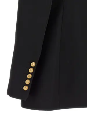 Logo button double-breasted blazer 100% wool BALMAIN Black