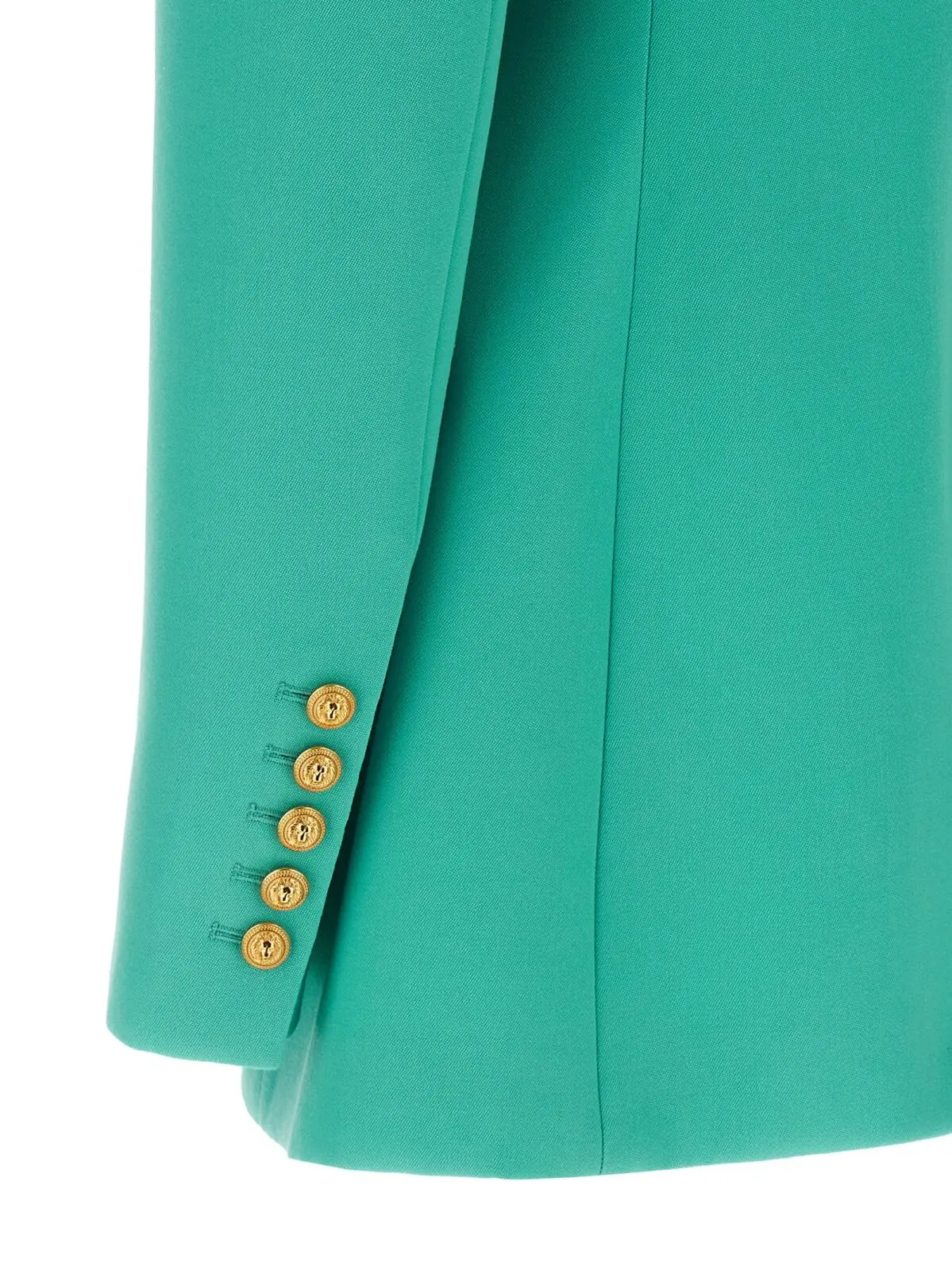 Двобортний блейзер з логотипом на ґудзиках Balmain Блакитний 4 Logo button double-breasted blazer 100% wool BALMAIN Light Blue