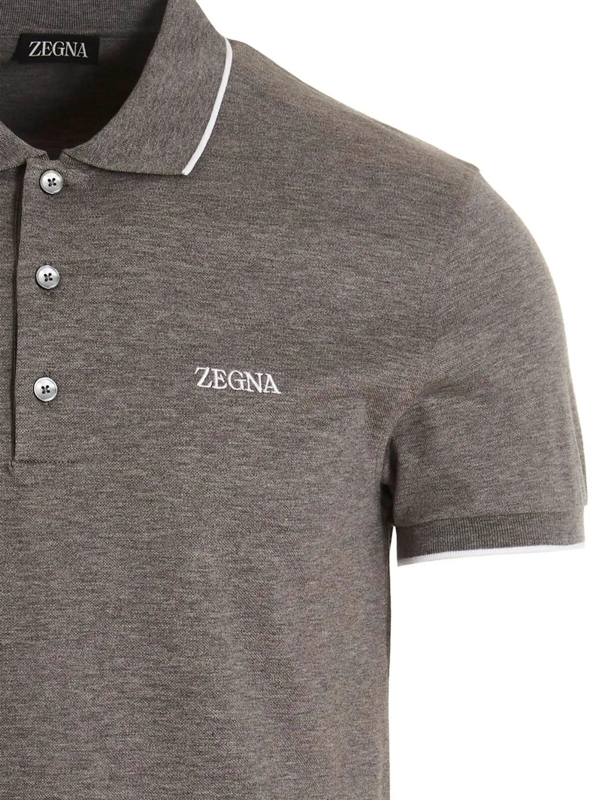 Поло Logo embroidery Zegna Сірий 3 Logo embroidery polo shirt Man ZEGNA Gray