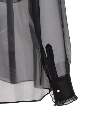 Plastron and ruffle shirt 100% silk DOLCE & GABBANA Black