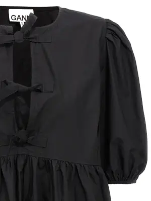 Knot poplin dress Woman GANNI Black