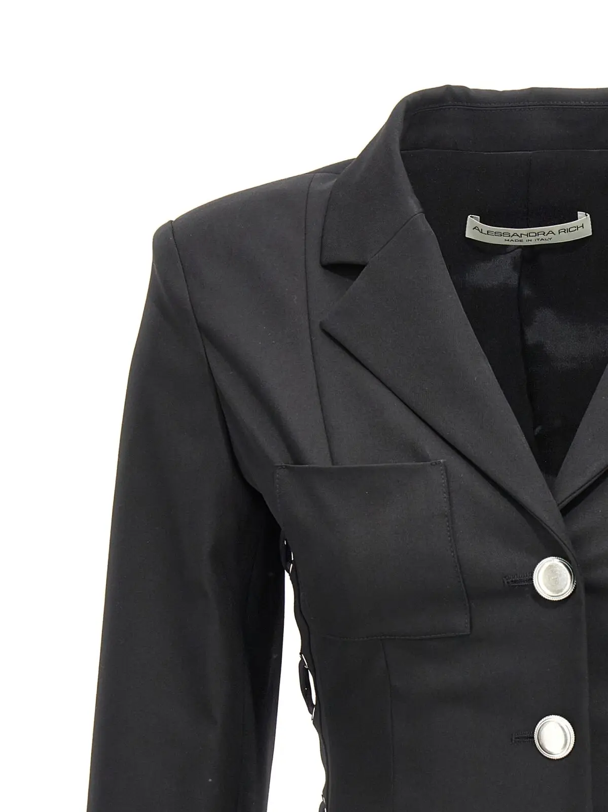 Блейзер Single breast lace-up Alessandra Rich Чорний 3 Single breast lace-up blazer jacket Woman ALESSANDRA RICH Black