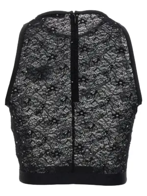 Rhinestone lace top FABX3603P42060900 ALESSANDRA RICH Black