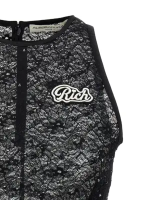 Rhinestone lace top Woman ALESSANDRA RICH Black