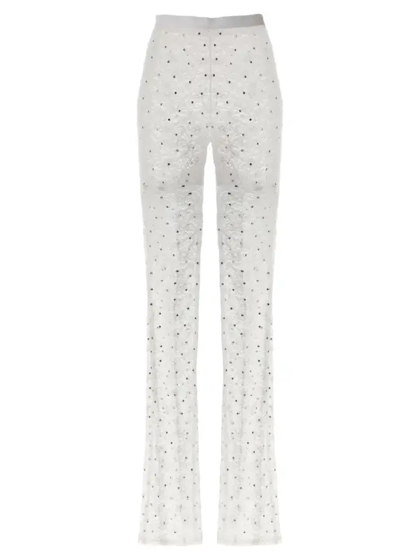 Rhinestone lace leggings ALESSANDRA RICH White