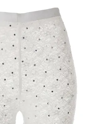 Rhinestone lace leggings Woman ALESSANDRA RICH White