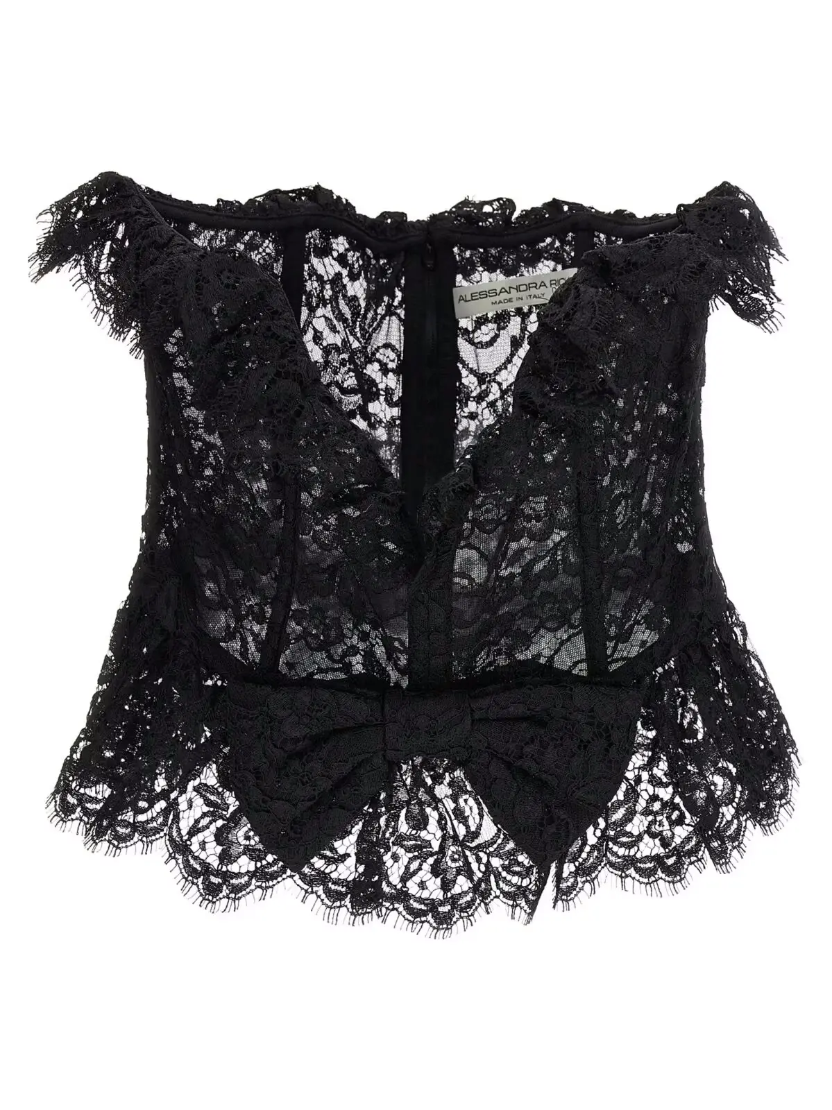 Топ-бюстьє Alessandra Rich Lace bow Чорний 1 Lace bow bustier top ALESSANDRA RICH Black
