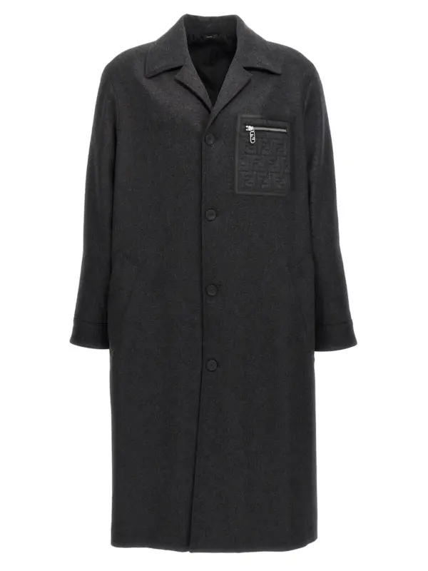 Single-breasted cashmere coat FENDI Gray
