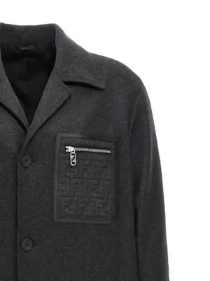 Single-breasted cashmere coat Man FENDI Gray