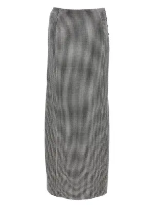 Pied de poule long skirt THOM BROWNE White/Black