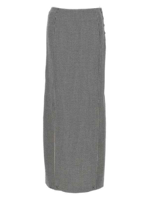 Pied de poule long skirt THOM BROWNE White/Black