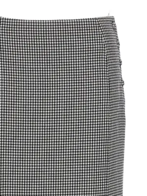 Pied de poule long skirt Woman THOM BROWNE White/Black