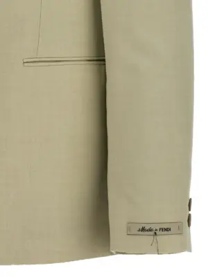 Single-breasted wool blazer 100% virgin wool FENDI Beige