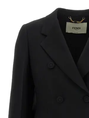 Double-breasted blazer Woman FENDI Black