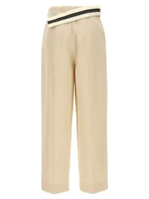 'Fendi Roma' gabardine trousers FR6540ARU5F1NY8 FENDI Beige