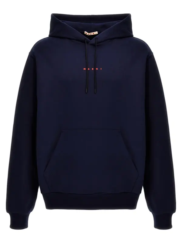 Logo print hoodie MARNI Blue
