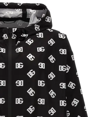 Logo print hooded jacket Man DOLCE & GABBANA White/Black