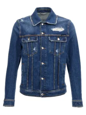 Denim jacket with used effect DOLCE & GABBANA Blue